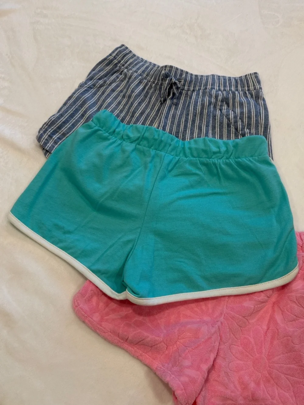 Old Navy Girls' Shorts Set - Pink, Teal, Denim Stripe Large 10-12